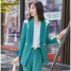 Set: Double-breasted Blazer + Dress Pants + Blouse