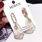 Non-matching Rhinestone Alloy & Acrylic Dangle Earring Silver Needle - Gold - One Size