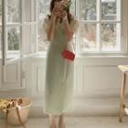 Tie-strap Long Sheath Spaghetti Strap Dress Mint Green - One Size