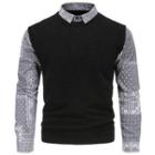 Mock Two-piece Paisley Print Sweater Vest Shirt