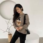 Patch-front Slit-hem Sweatshirt