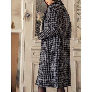 Faux-pearl A-line Midi Tweed Coat