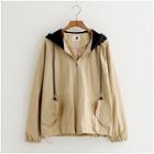 Contrast Hooded Loose-fit Jacket
