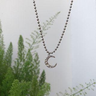 Moon Pendant Sterling Silver Necklace L290 - Silver - One Size