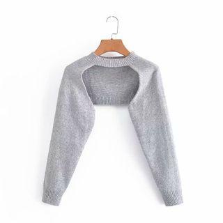 Halter Cardigan Shrug Light Gray - S