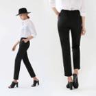 Band-waist Straight-cut Dress Pants