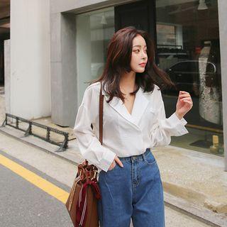 Notched-collar Double-breasted Shirt