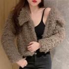 Open-front Furry Jacket Brown - One Size