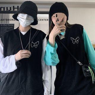 Couple Matching Butterfly Embroidered Knit Vest