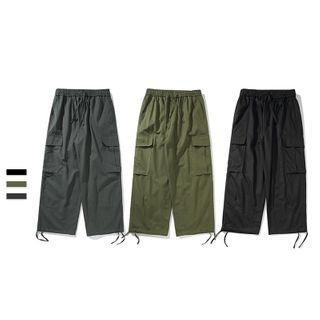 Drawstring-cuff Wide-leg Cropped Cargo Pants