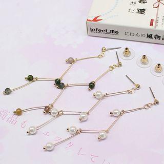 Faux Pearl & Tree Branch Dangle Earring