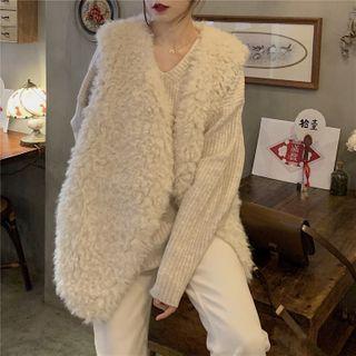 Fleece Open-front Vest / V-neck Sweater