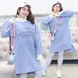 Flower Embroidered Mini Pullover Dress