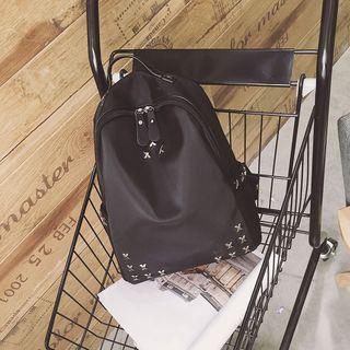 Canvas Studded Zip Backpack