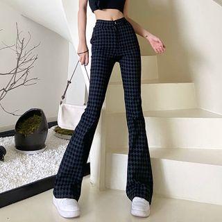 Plaid High Waist Bootcut Pants