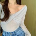 Twisted Off-shoulder Long-sleeve Top