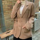 Single-breasted Longline Blazer With Belt