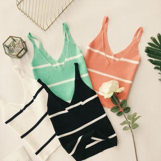 Striped V-neck Knit Camisole