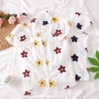 Flower-embroidered Shirt
