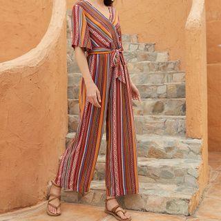 Color-block Short-sleeve Playsuit