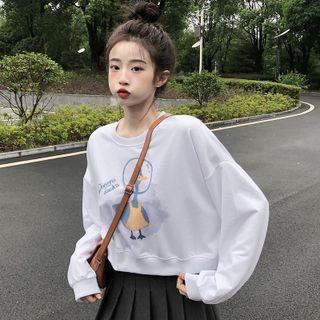 Duck Print Cropped Sweatshirt