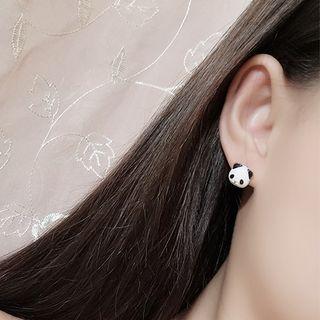 Panda Ear Stud 0403 - 1 Pair - Panda - Black & White - One Size