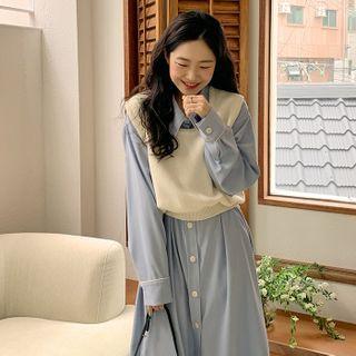 Pipe-trim Shirtdress