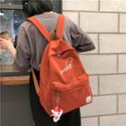 Shoe Accent Embroidered Nylon Backpack