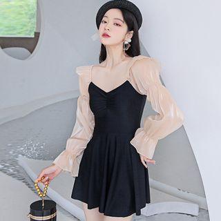 Long-sleeve Panel Swimdress