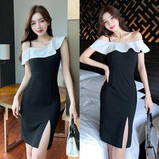 Sleeveless Two Tone Mini Sheath Dress