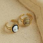 Vintage Acrylic Alloy Open Ring Gold & Dark Yellow - One Size