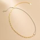 Asymmetrical Sterling Silver Necklace Gold & White - One Size