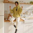 Drop-shoulder Napped Zip-up Hoodie