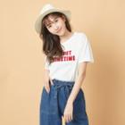 Short-sleeve Letter T-shirt Off-white - One Size
