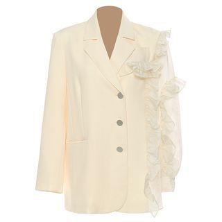 Frill Trim Asymmetrical Blazer