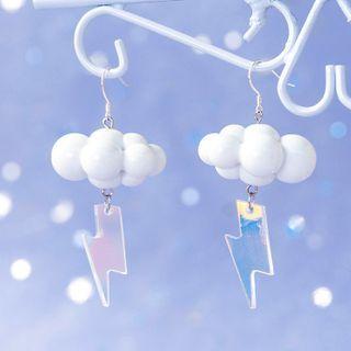 Sterling Silver Cloud Drop Earring / Clip-on Earring