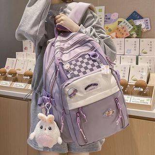 Mesh Panel Nylon Zip Backpack / Bag Charm / Set