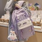 Mesh Panel Nylon Zip Backpack / Bag Charm / Set