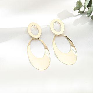 Alloy Oval Dangle Earring 1 Pair - S925 Silver Earrings - Gold - One Size