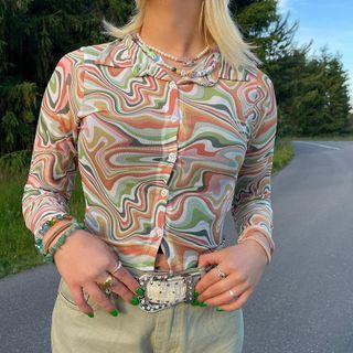 Long Sleeve Printed Crop Shirt