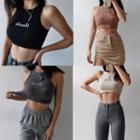 Lettering Crop Tank Top - 4 Colors