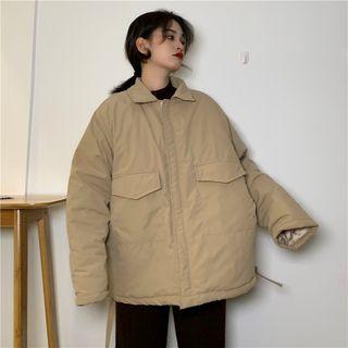 Front Pocket Plain Zip-up Jacket