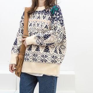 Patterned Sweater Patterned - Black & Beige - One Size