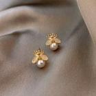 Bee Faux Pearl Earring 1 Pair - Gold - One Size