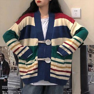 Striped Cardigan Stripes - Multicolor & Off White - One Size