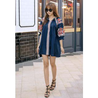 Tassel-detail Embroidered-detail Dress