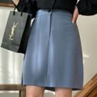 Inset Shorts Band-waist Midi A-line Skirt