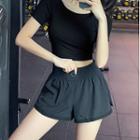 Short-sleeve Cropped Open-back Sports T-shirt