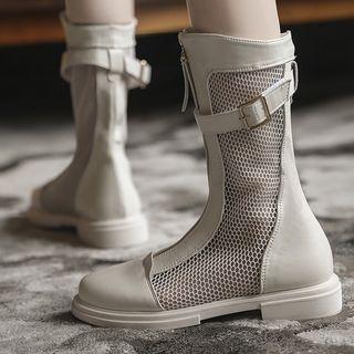 Buckled Mesh Short Boots