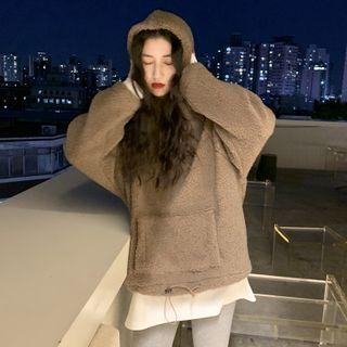Plain Fleece Hoodie Coffee - One Size